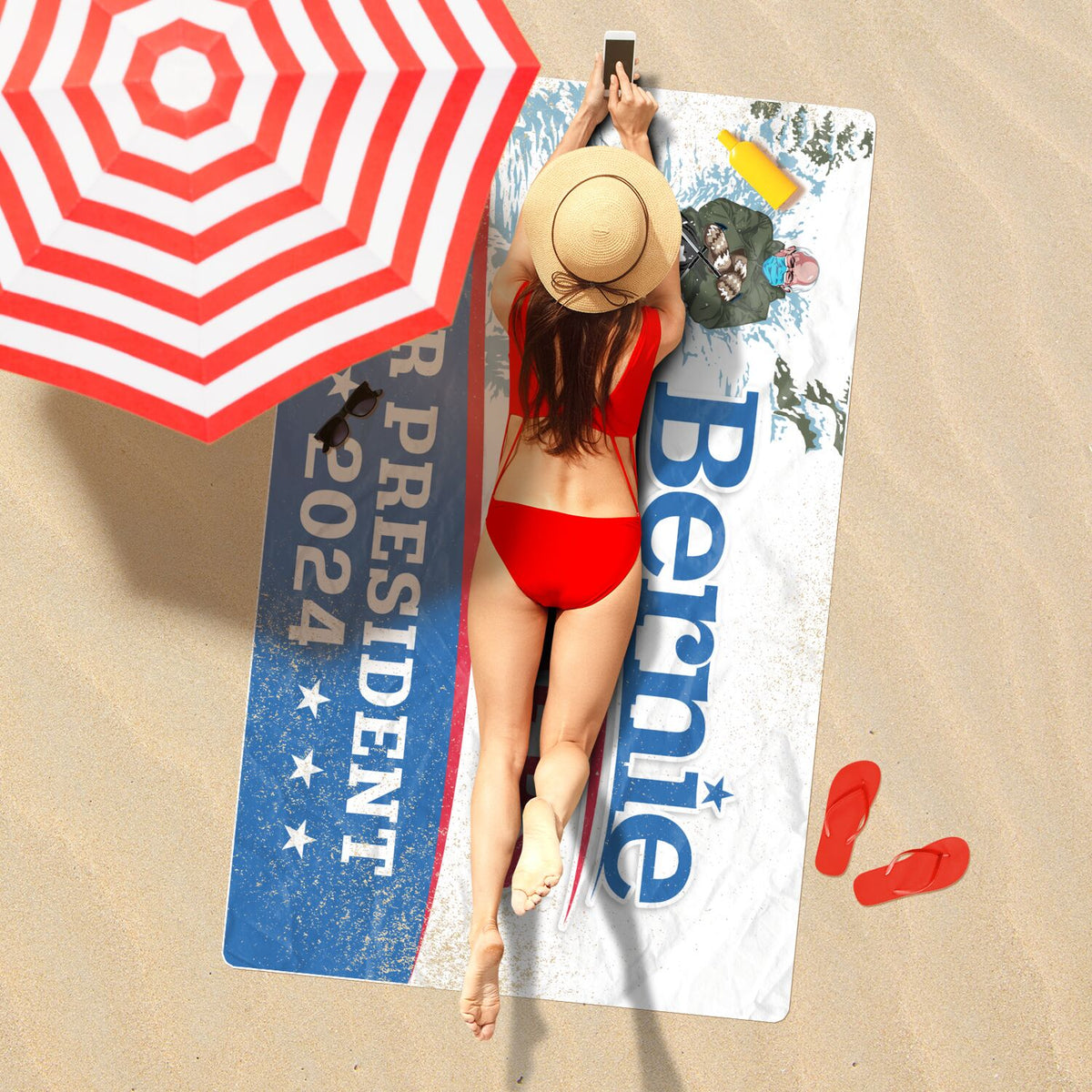 Bernie Senders For President Oversized Beach Towel - AOP