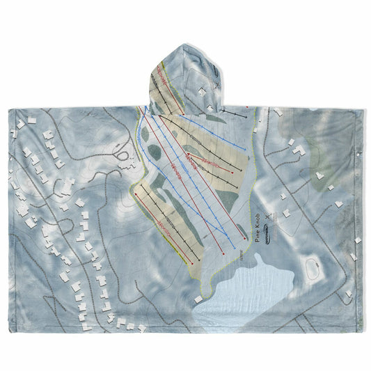 Pine Knob, Michigan Ski Resort Map Flannel Blanket Poncho