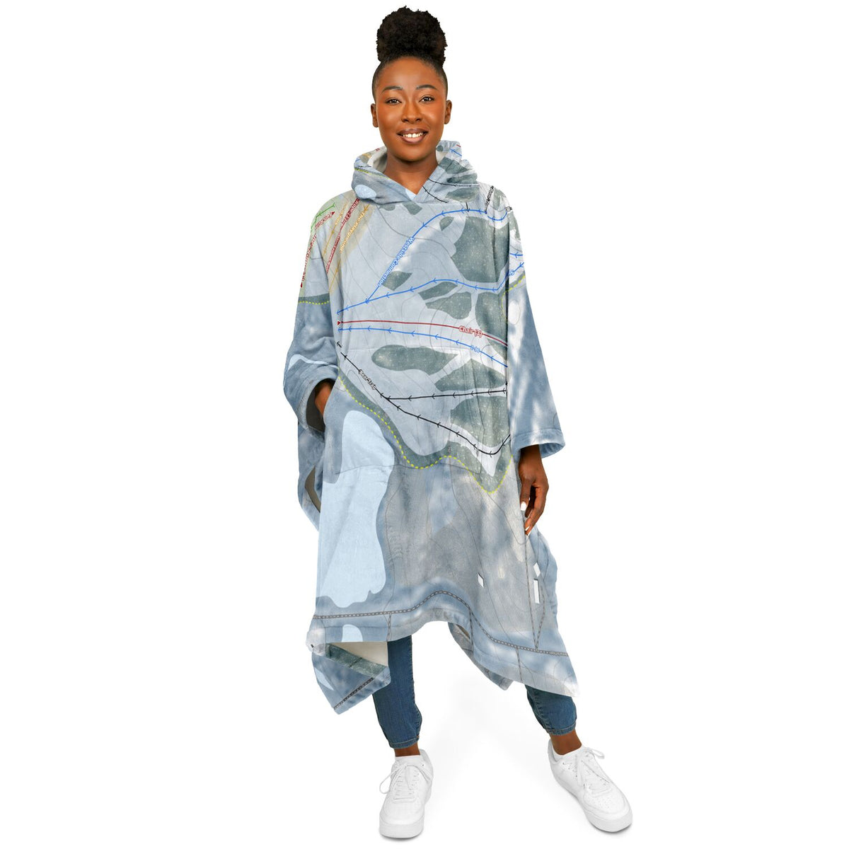 Cannonsburg, Michigan Ski Resort Map Flannel Blanket Poncho