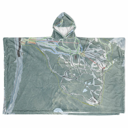 Mt Hood Skibowl, Oregon Ski Resort Map Flannel Blanket Poncho