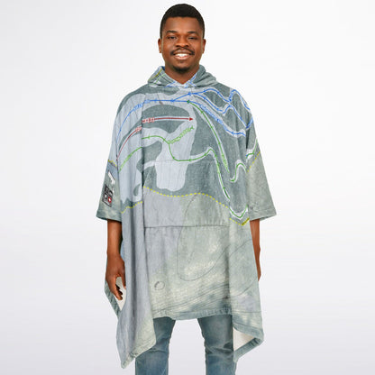 Mt Greylock, Massachusetts Ski Resort Map Flannel Blanket Poncho