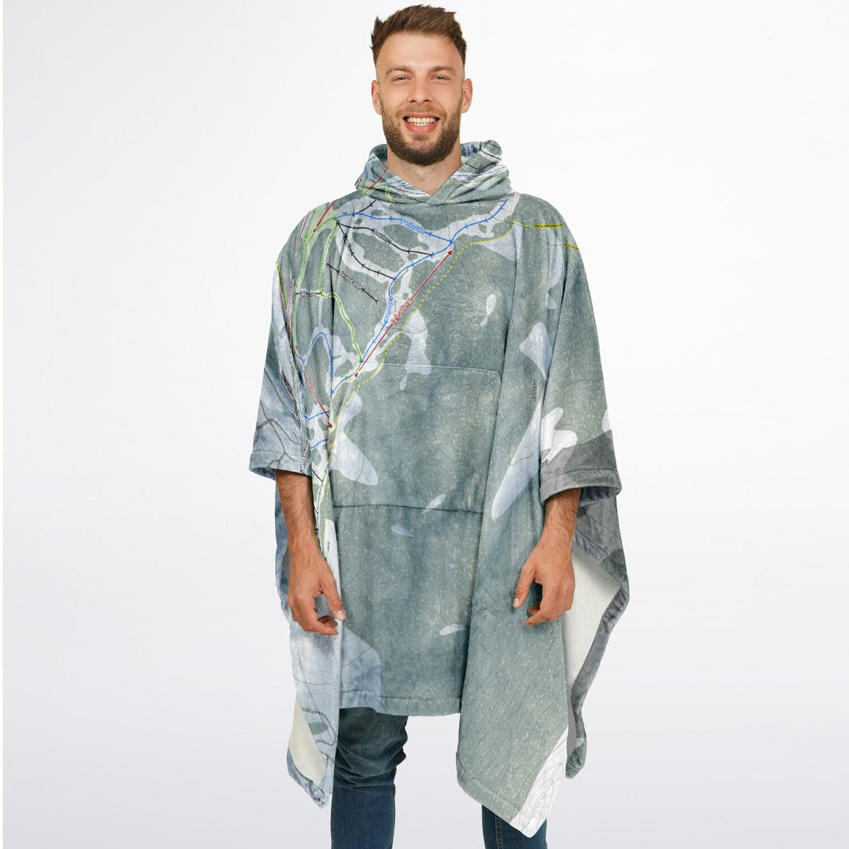 Diamond Peak, Nevada Ski Resort Map Flannel Blanket Poncho