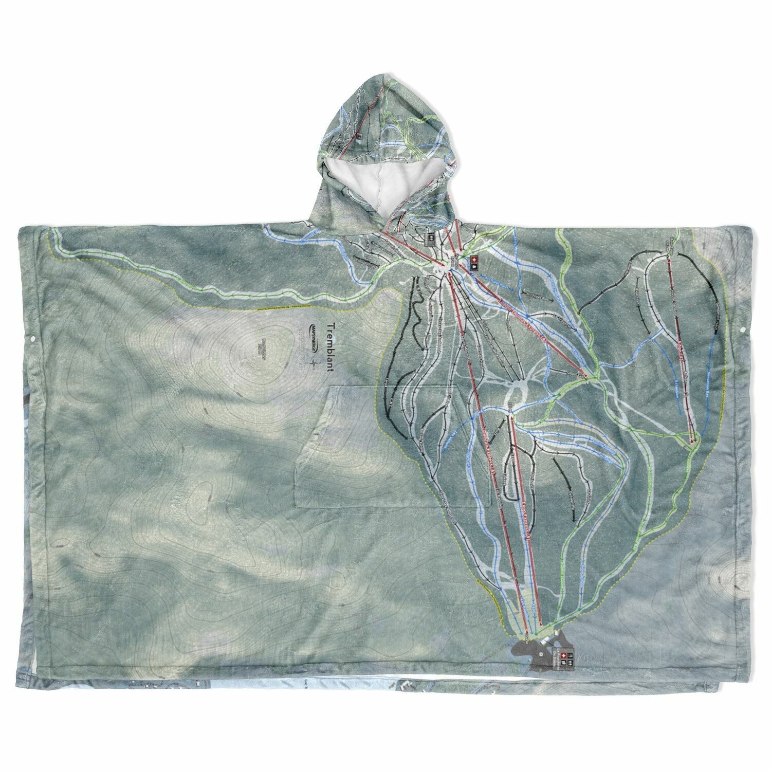 Tremblant, Quebec Ski Resort Map Flannel Blanket Poncho
