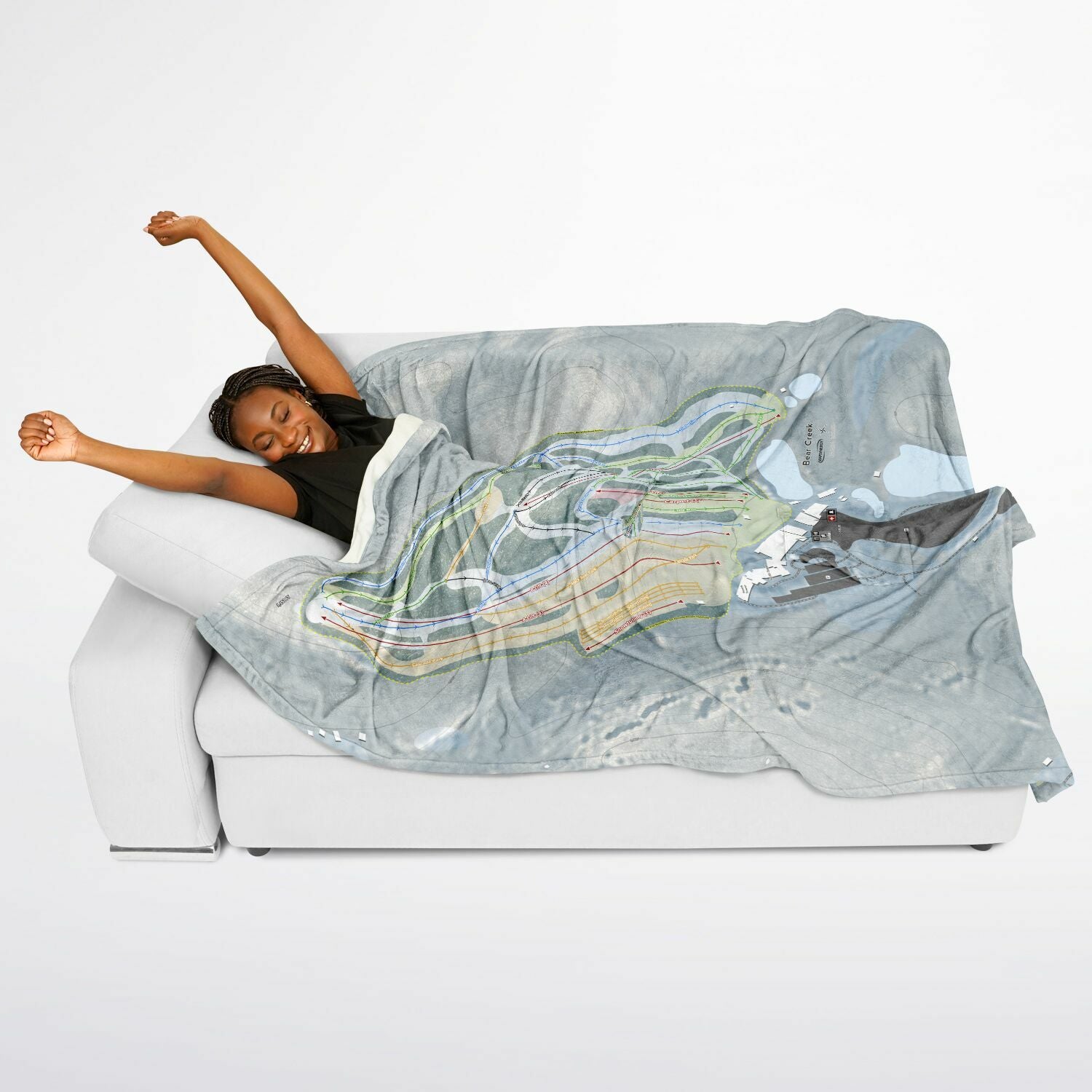 Bear Creek, Pennsylvania Ski Resort Map Flannel Blanket Poncho