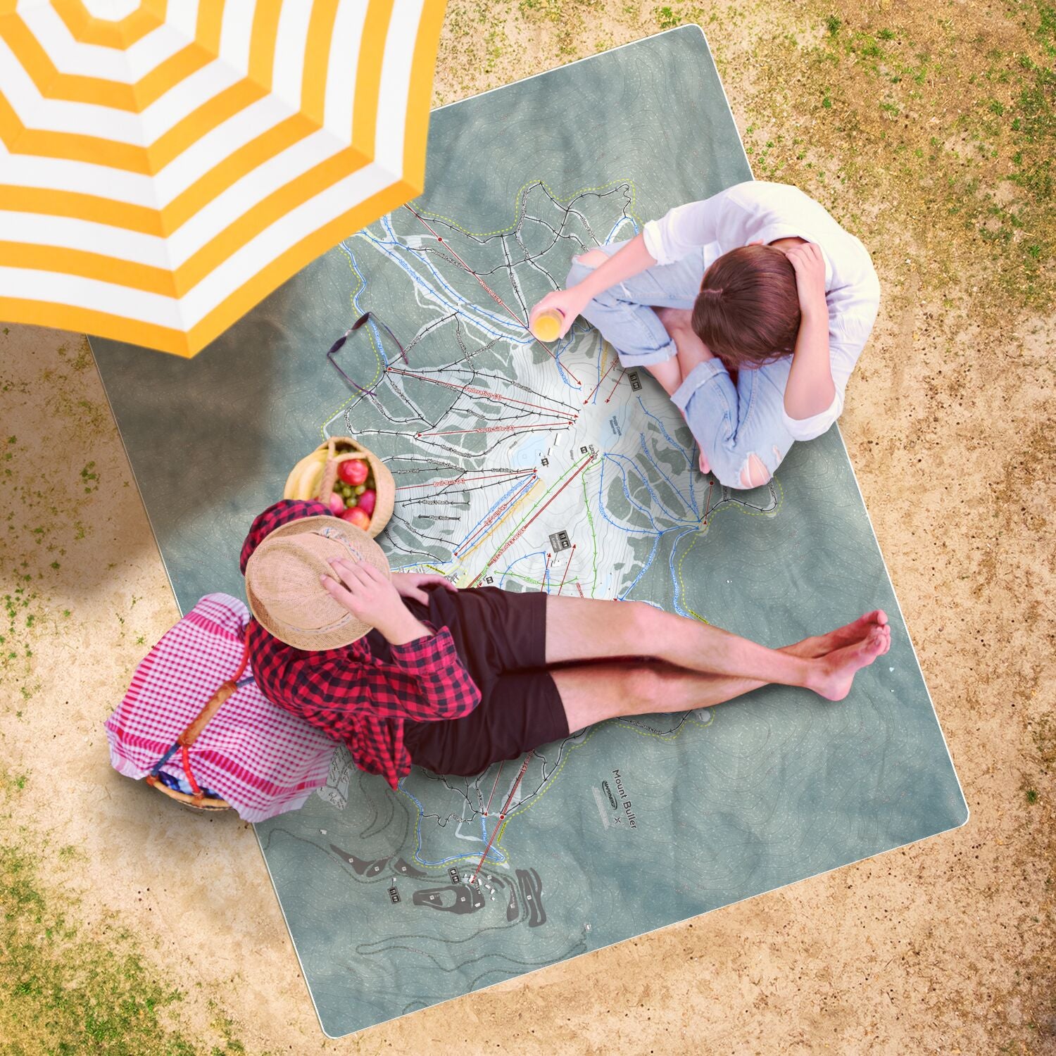 Mount Buller, Australia Ski Resort Map Printed Beach Towel