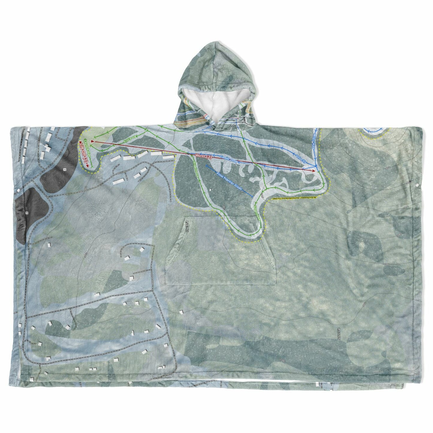 Crotched Mountain, New Hampshire Ski Resort Map Flannel Blanket Poncho