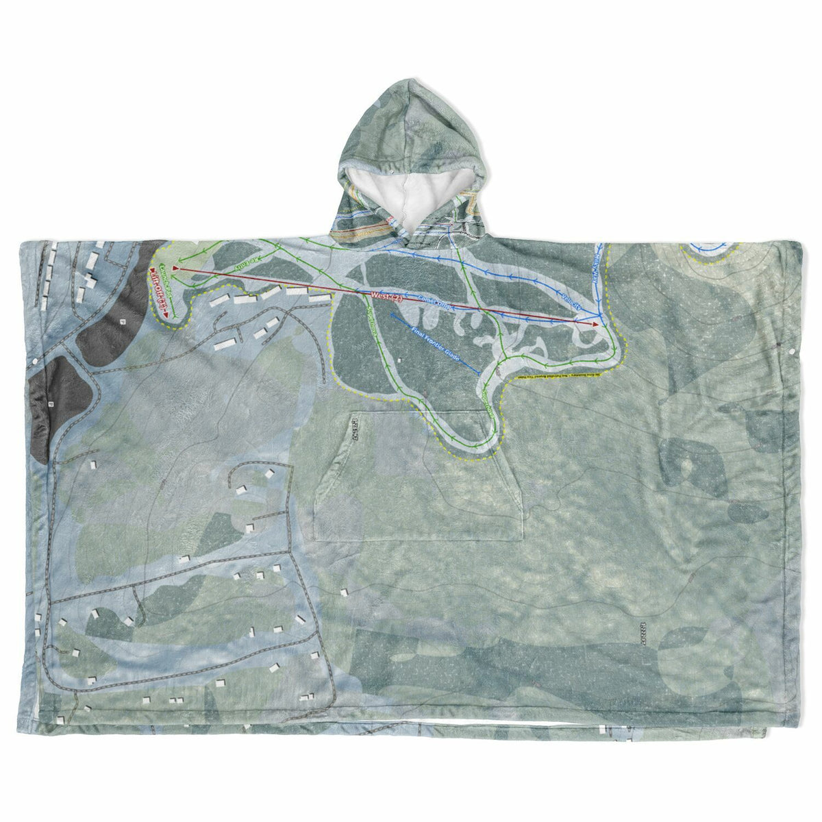 Crotched Mountain, New Hampshire Ski Resort Map Flannel Blanket Poncho