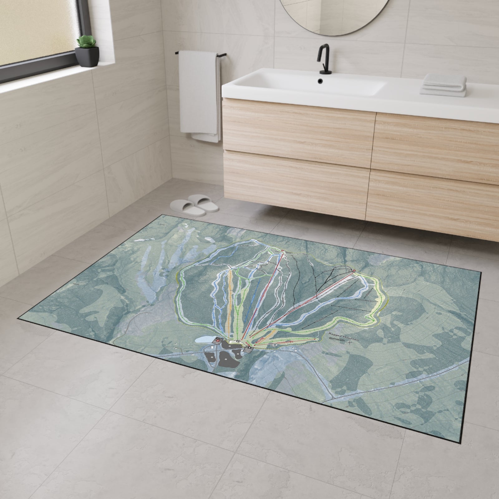 Ragged Mountain, New Hampshire Ski Resort Map Heavy Duty Floor Mat