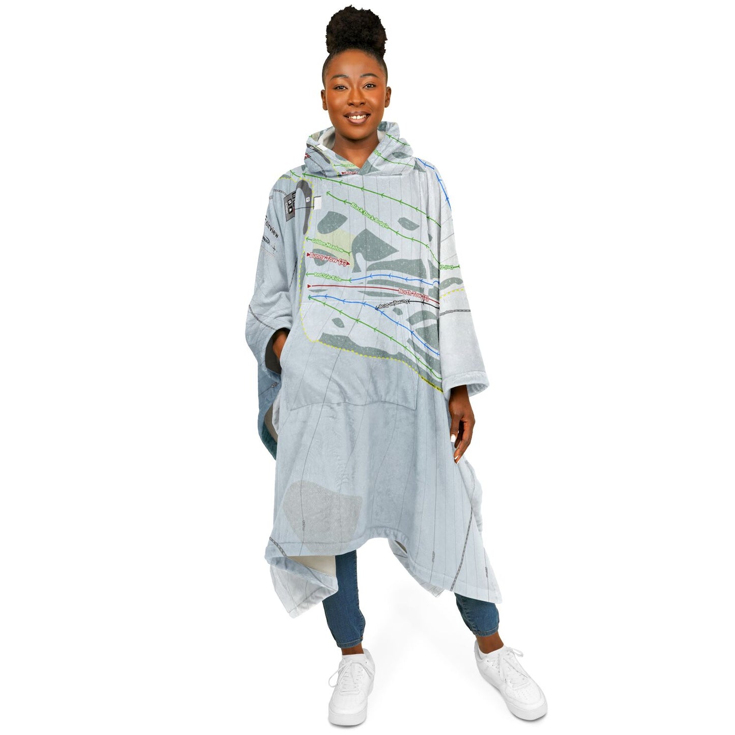 Fairview, Alberta Ski Resort Map Flannel Blanket Poncho