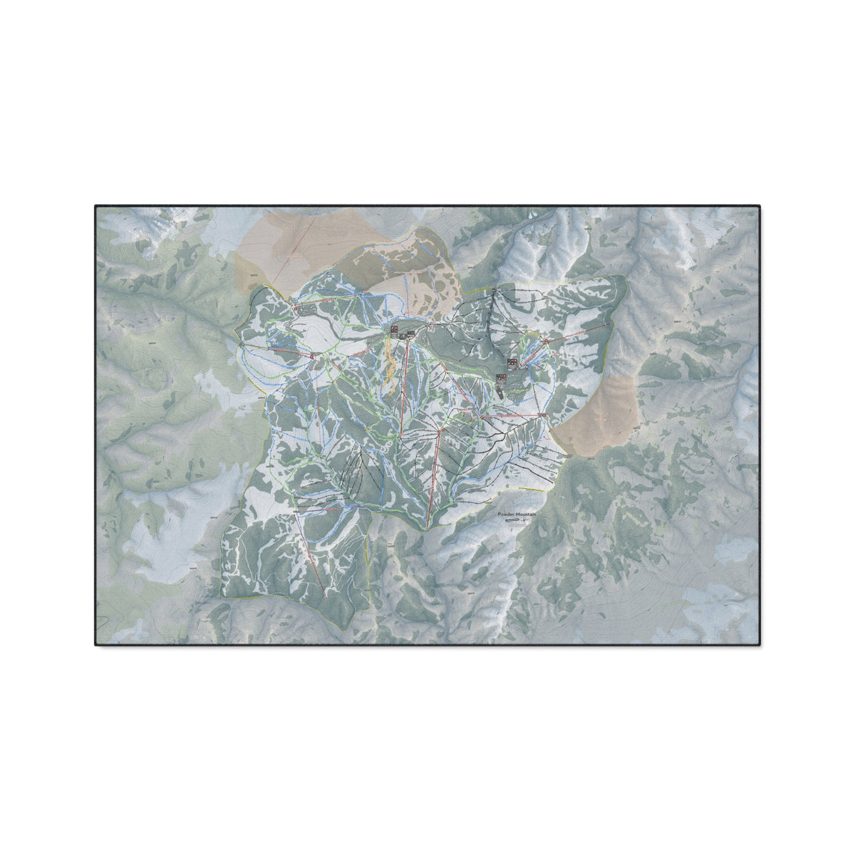 Powder Mountain, Utah Ski Resort Map Heavy Duty Floor Mat