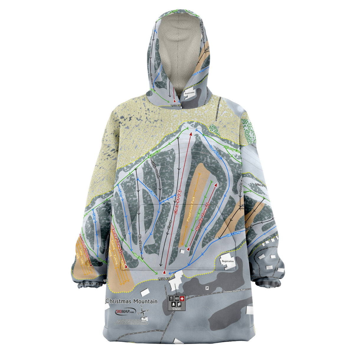 Christmas Mountain, Wisconsin Ski Trail Map - Snug Hoodie