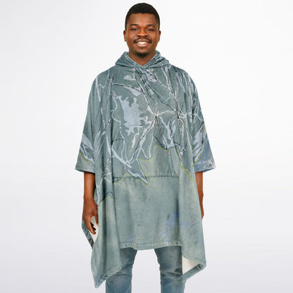 Island Lake Lodge, British Columbia Ski Resort Map Flannel Blanket Poncho