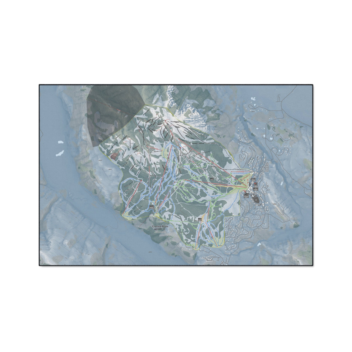 Crested Butte, Colorado Ski Resort Map Heavy Duty Floor Mat