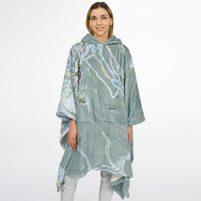 Mt Hood Meadows, Oregon Ski Resort Map Flannel Blanket Poncho