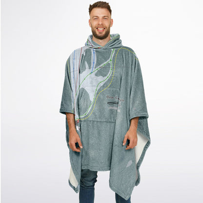 Bear Canyon, Montana Ski Resort Map Flannel Blanket Poncho
