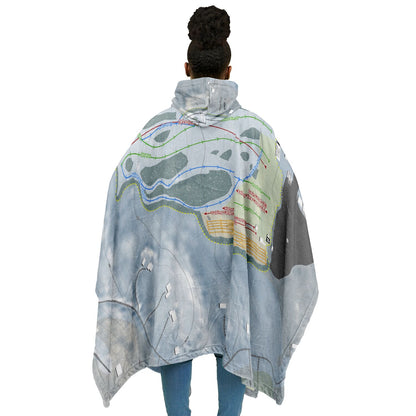 Mount Peter, New York Ski Resort Map Flannel Blanket Poncho