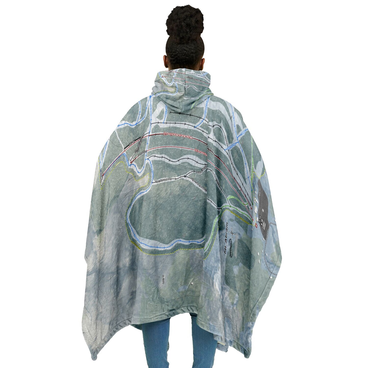 Mt Abram, Maine Ski Resort Map Flannel Blanket Poncho