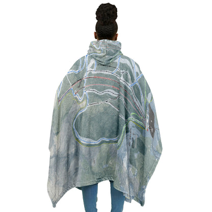 Mt Abram, Maine Ski Resort Map Flannel Blanket Poncho
