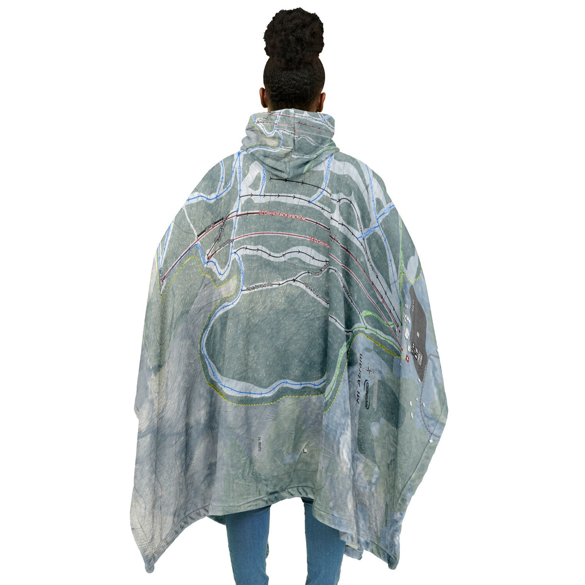 Mt Abram, Maine Ski Resort Map Flannel Blanket Poncho
