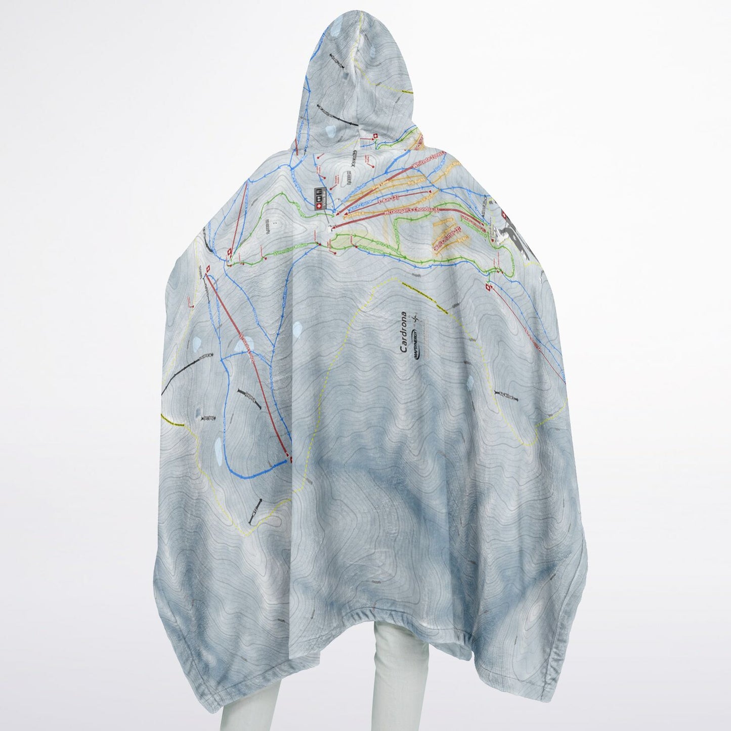 Cardrona, New Zealand Ski Resort Map Flannel Blanket Poncho - Powderaddicts
