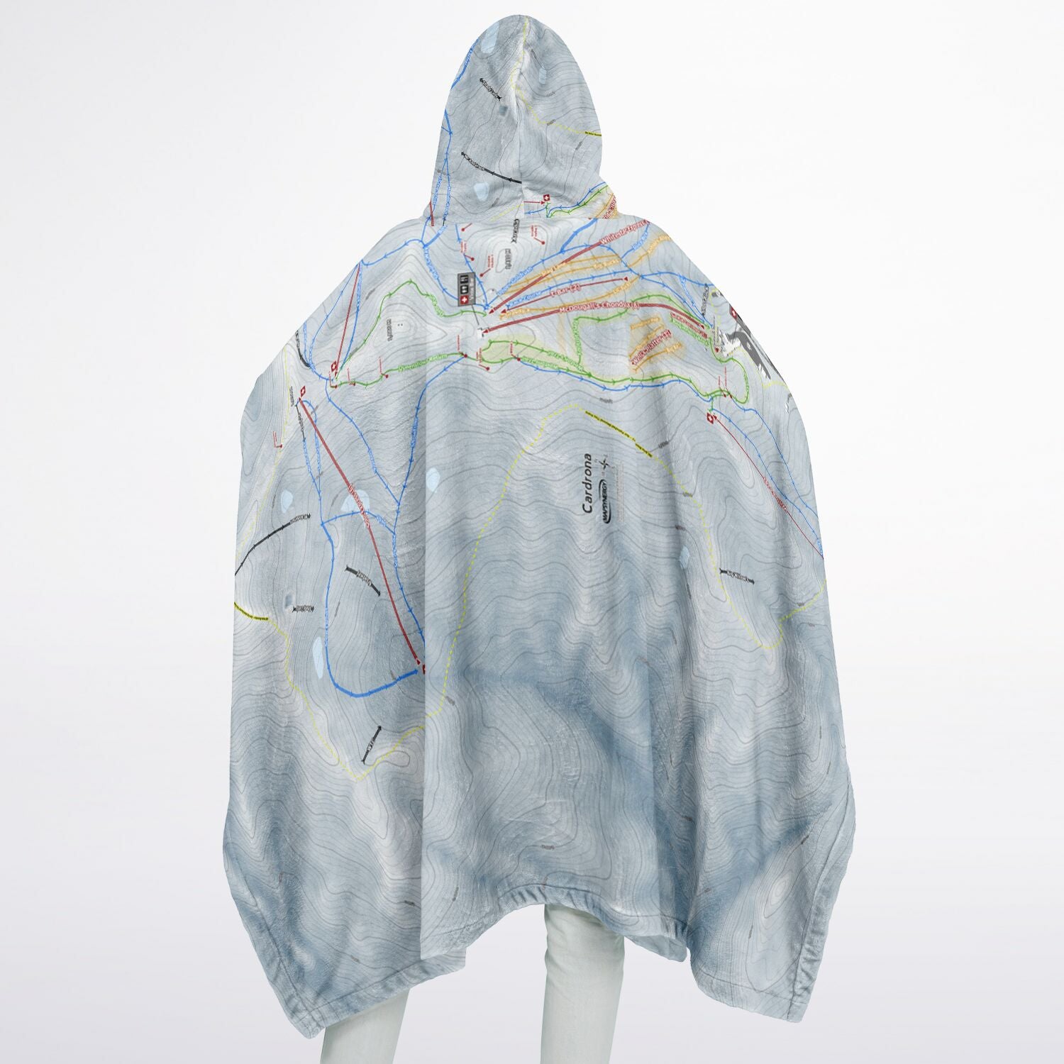 Cardrona, New Zealand Ski Resort Map Flannel Blanket Poncho - Powderaddicts