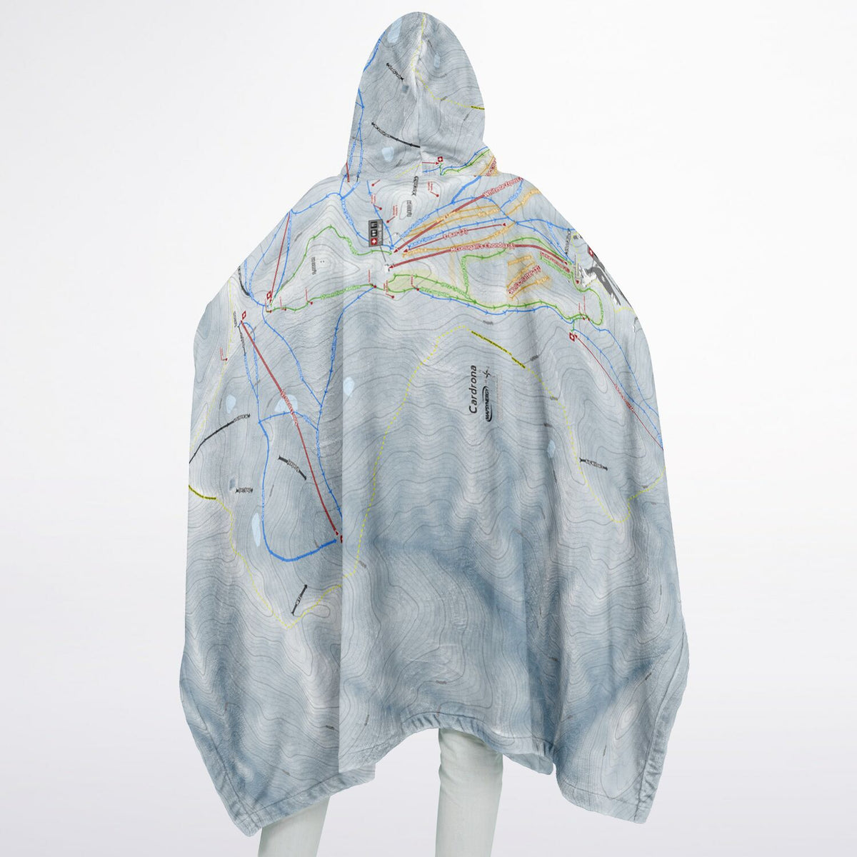 Cardrona, New Zealand Ski Resort Map Flannel Blanket Poncho