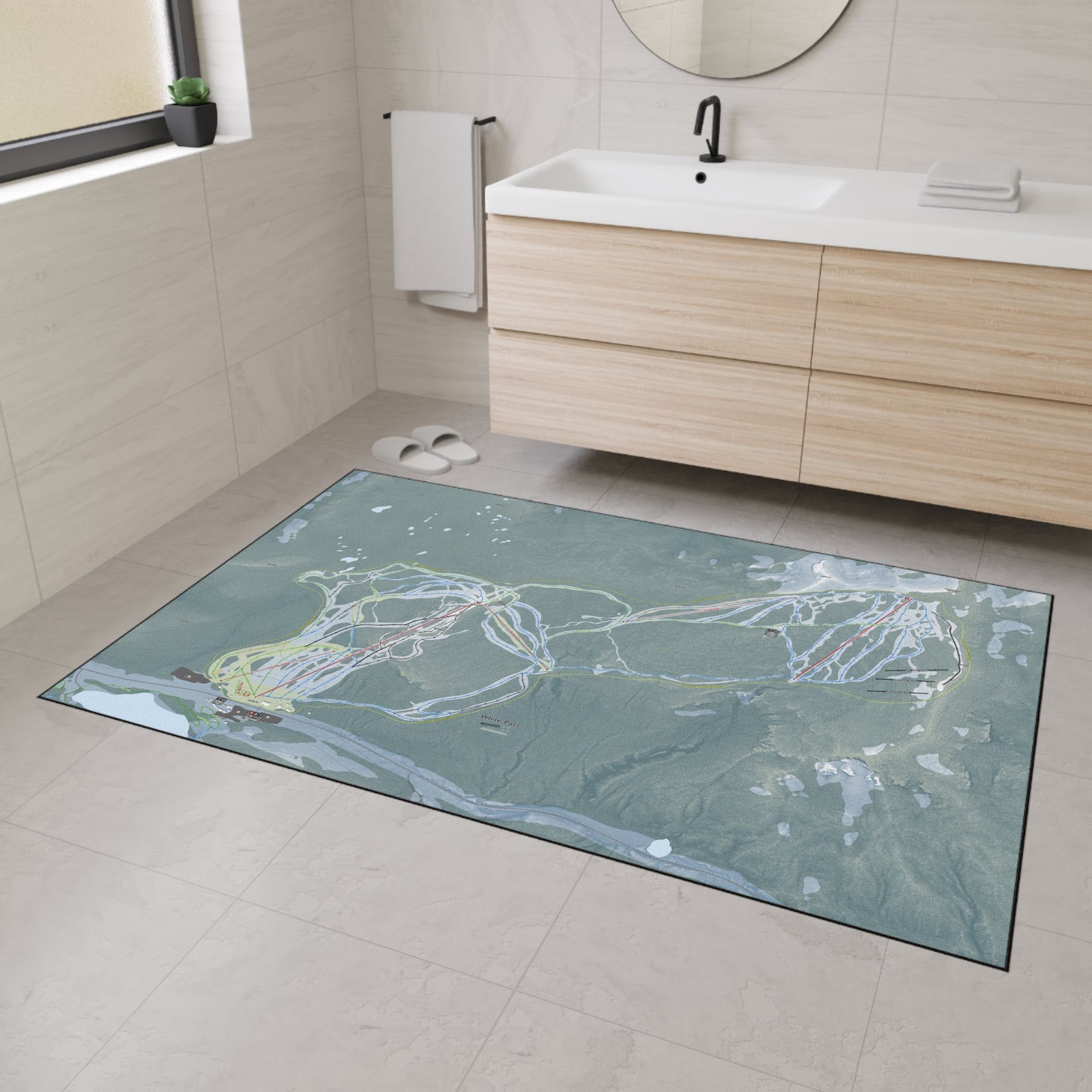 White Pass, Washington Ski Resort Map Heavy Duty Floor Mat