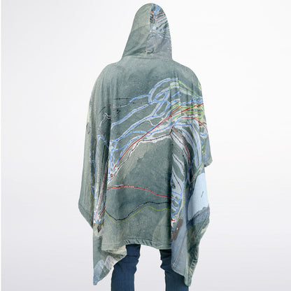 Cannon Mountain, New Hampshire Ski Resort Map Flannel Blanket Poncho