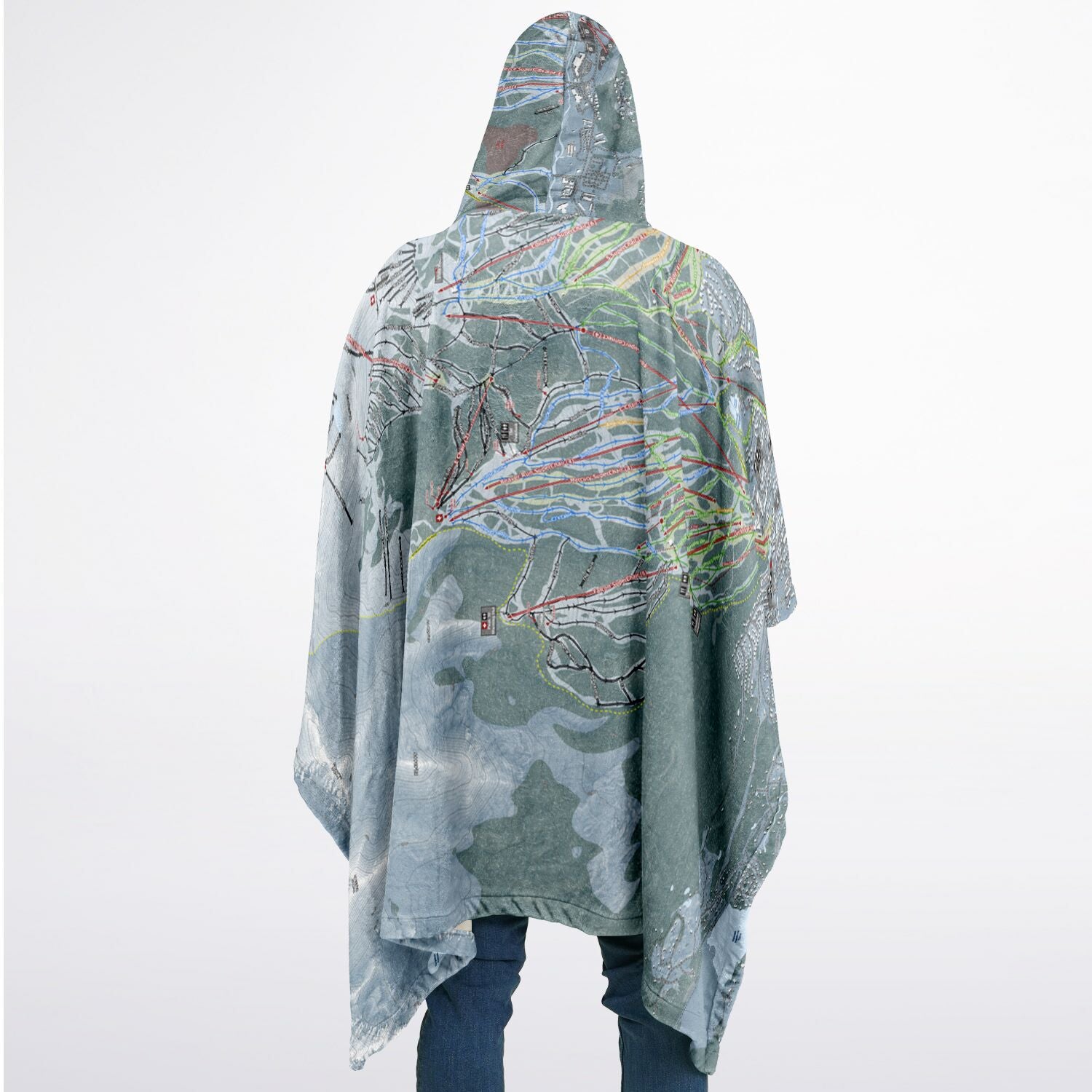 Breckenridge, Colorado Ski Resort Map Flannel Blanket Poncho