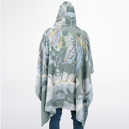 Sugar Bowl, California Ski Resort Map Flannel Blanket Poncho