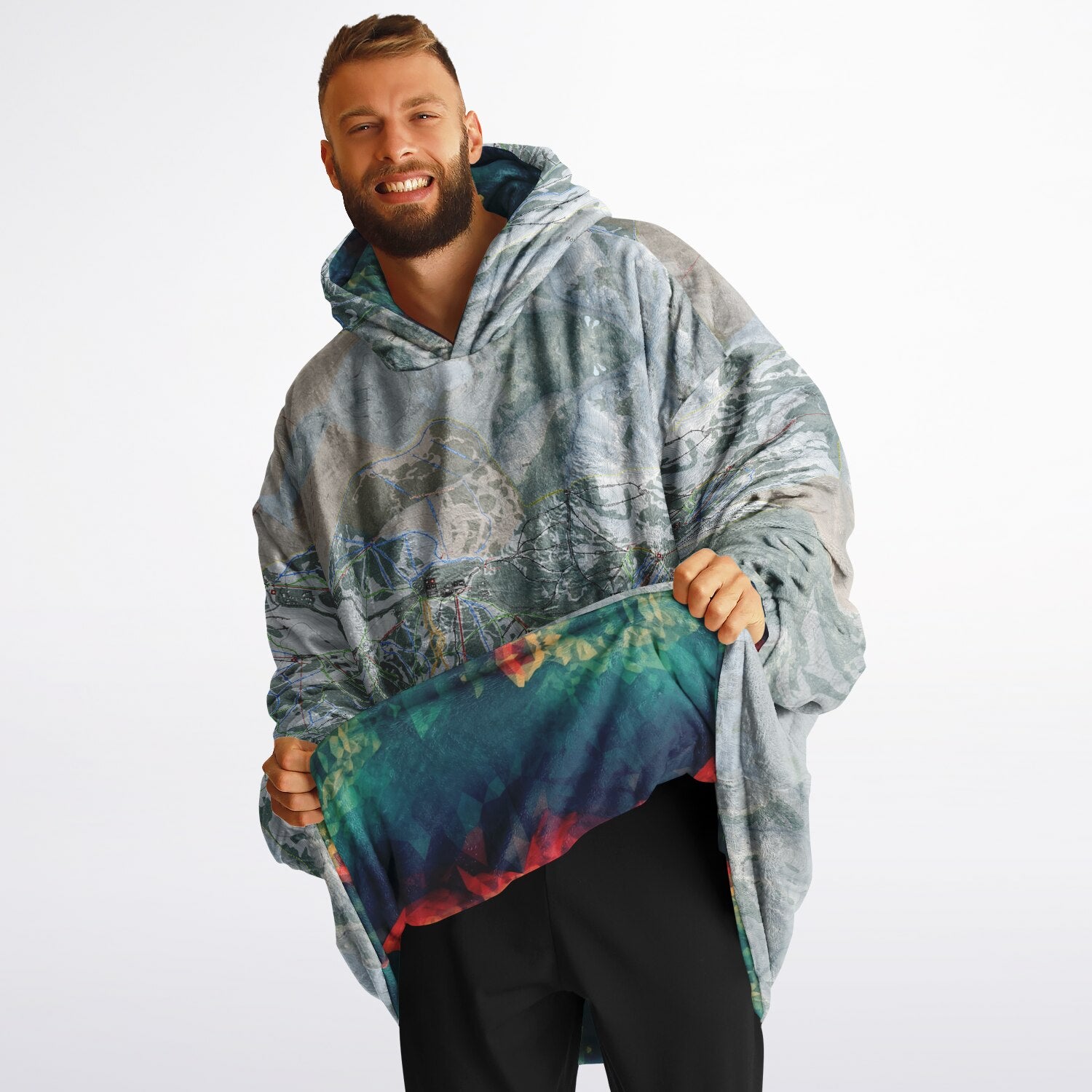 Powder Mountain, Utah Ski Resort Map Reversible Snug Hoodie