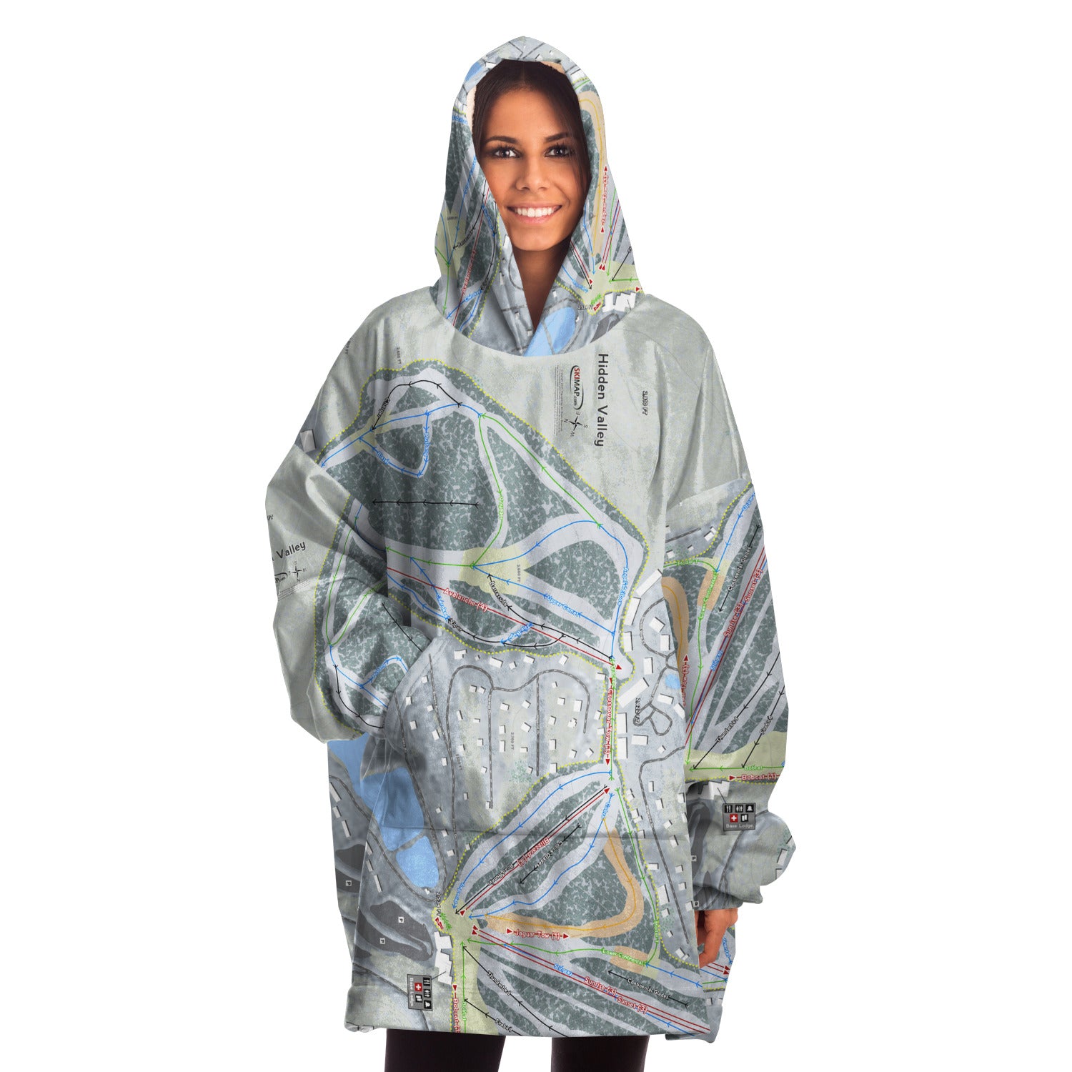 Hidden Valley, Missouri Ski Trail Map Snug Hoodie - Powderaddicts