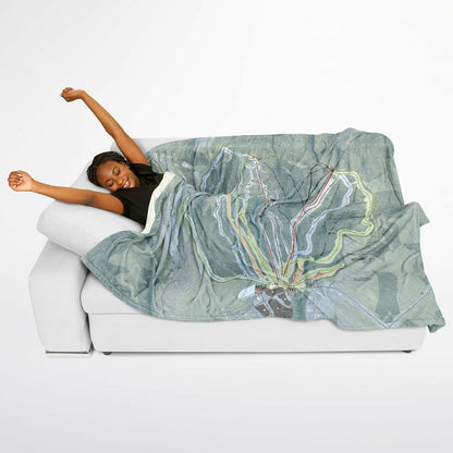 Ragged Mountain, New Hampshire Ski Resort Map Flannel Blanket Poncho