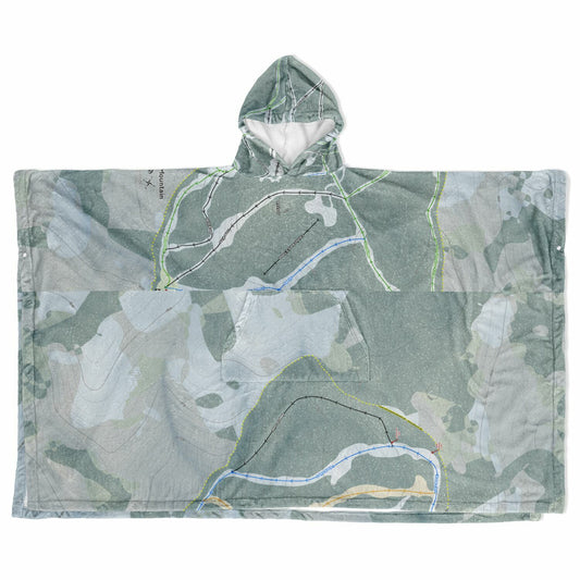 Beaver Mountain, Utah Ski Resort Map Flannel Blanket Poncho
