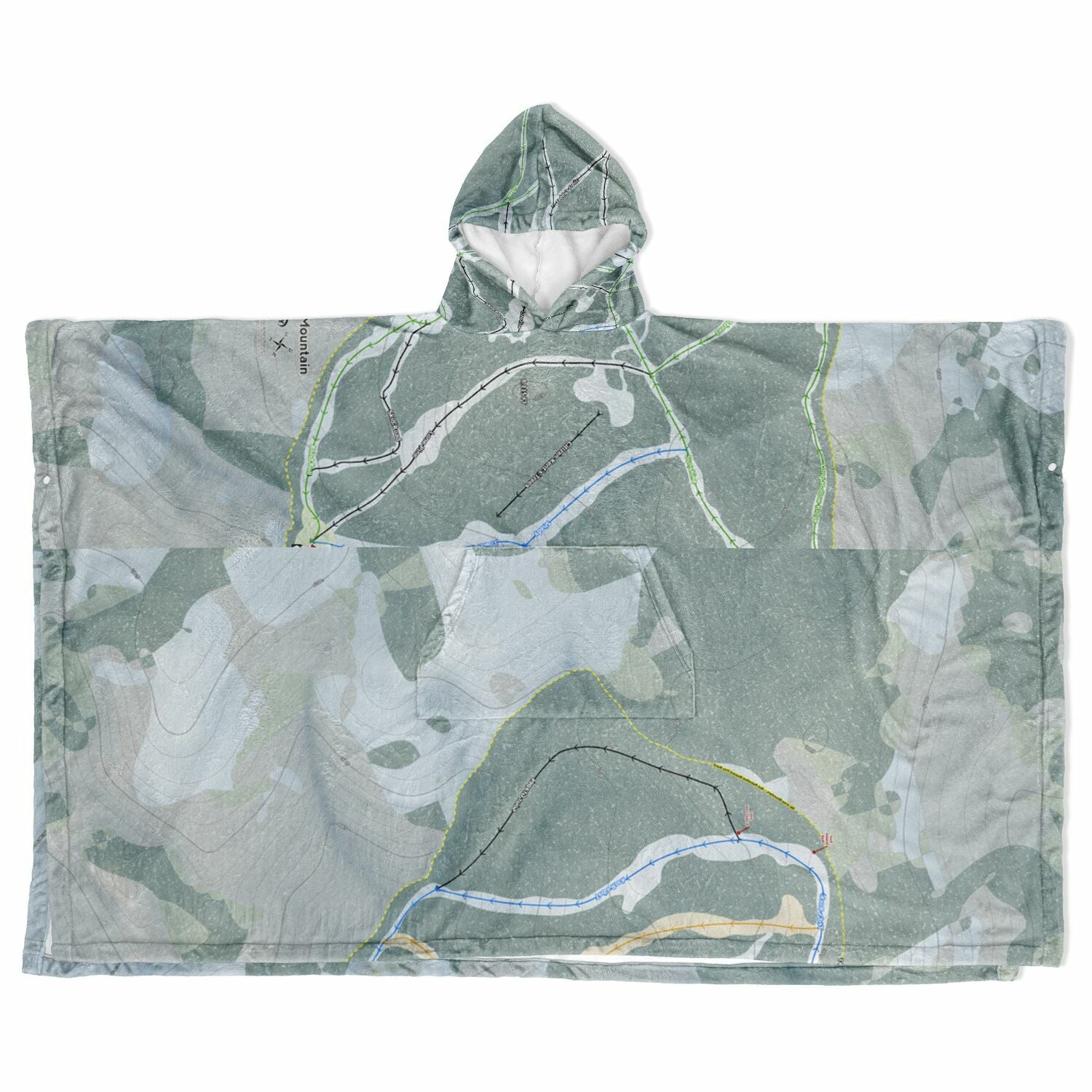 Beaver Mountain, Utah Ski Resort Map Flannel Blanket Poncho