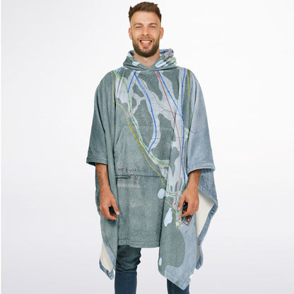 Mt Eyak, Alaska Ski Resort Map Flannel Blanket Poncho