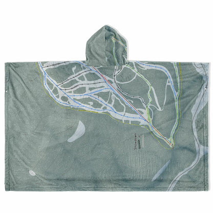 Showdown, Montana Ski Resort Map Flannel Blanket Poncho