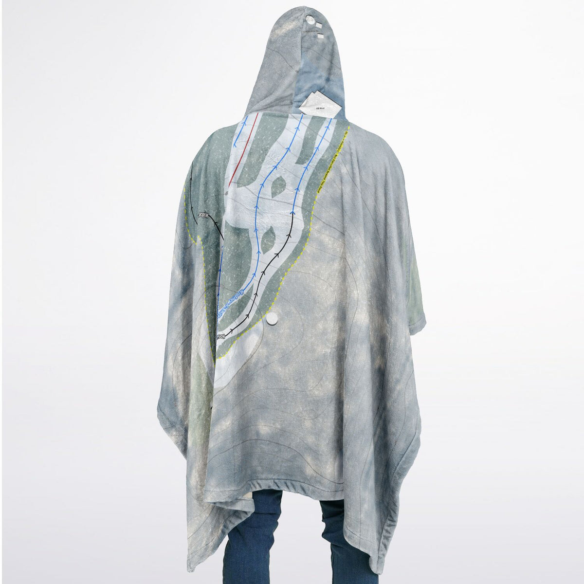 Victor Constant, New York Ski Resort Map Flannel Blanket Poncho