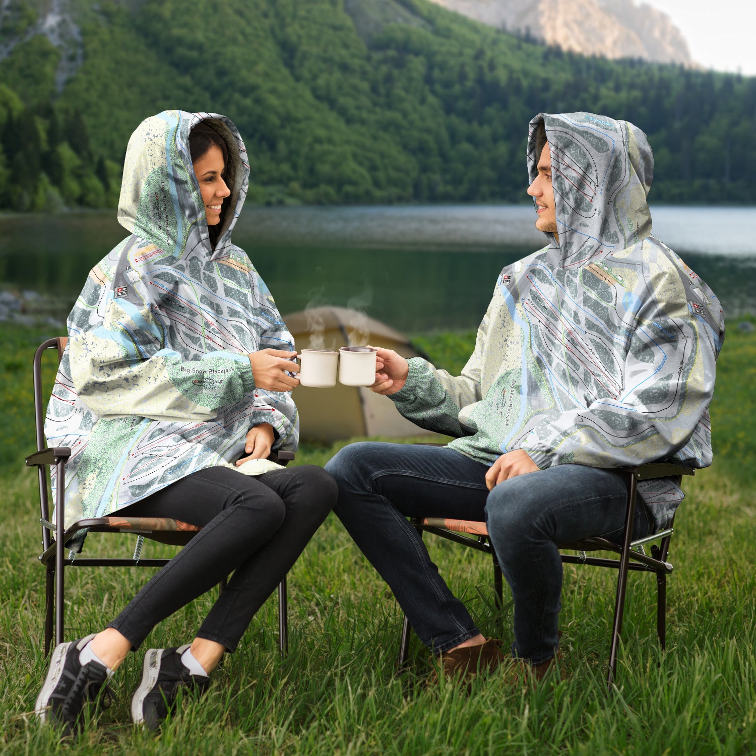 Big Snow BlackJack, Michigan Ski Trail Map Snug Hoodie - Powderaddicts