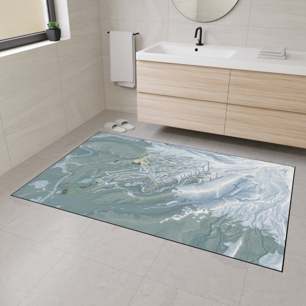 Mt Hood Meadows, Oregon Ski Resort Map Heavy Duty Floor Mat