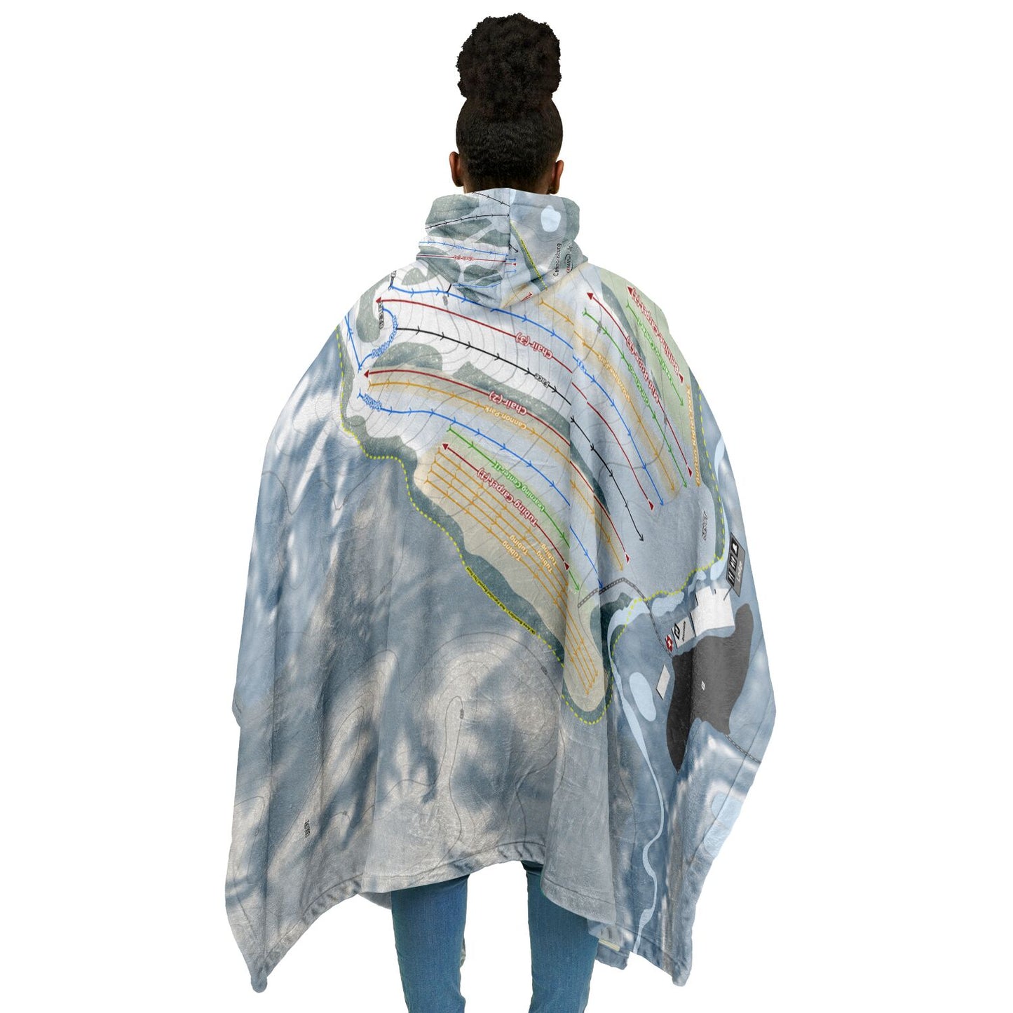 Cannonsburg, Michigan Ski Resort Map Flannel Blanket Poncho