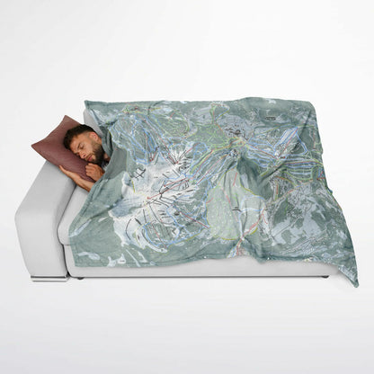 Big Sky, Montana Ski Resort Map Flannel Blanket Poncho
