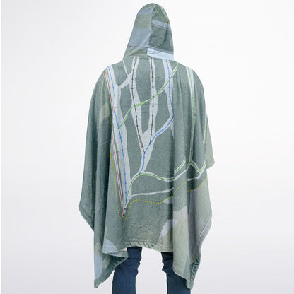Clearwater, British Columbia Ski Resort Map Flannel Blanket Poncho