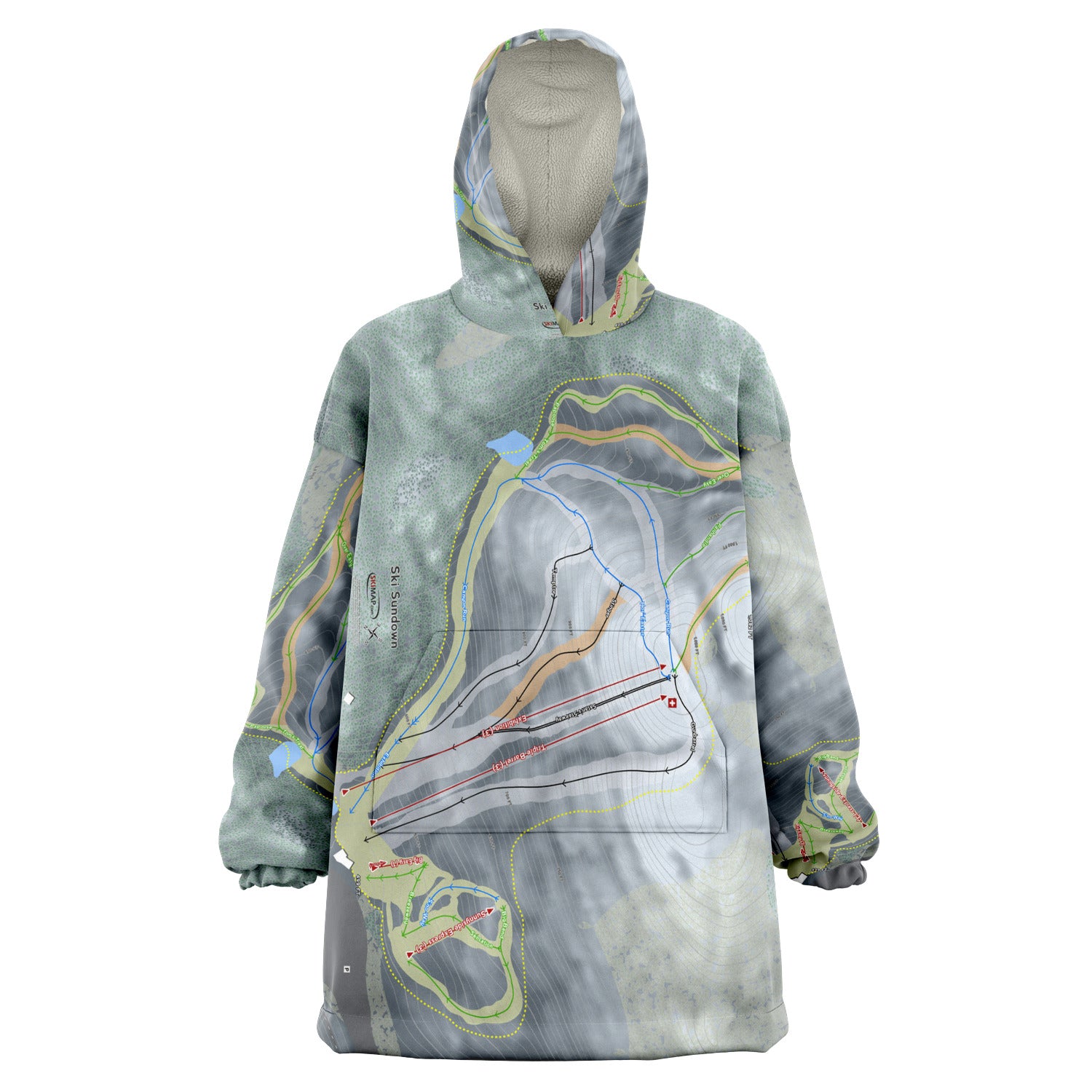 Ski Sundown, Connecticut Ski Trail Map - Snug Hoodie