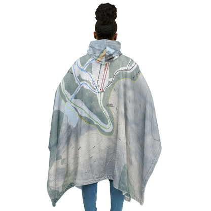 Willard Mountain, New York Ski Resort Map Flannel Blanket Poncho