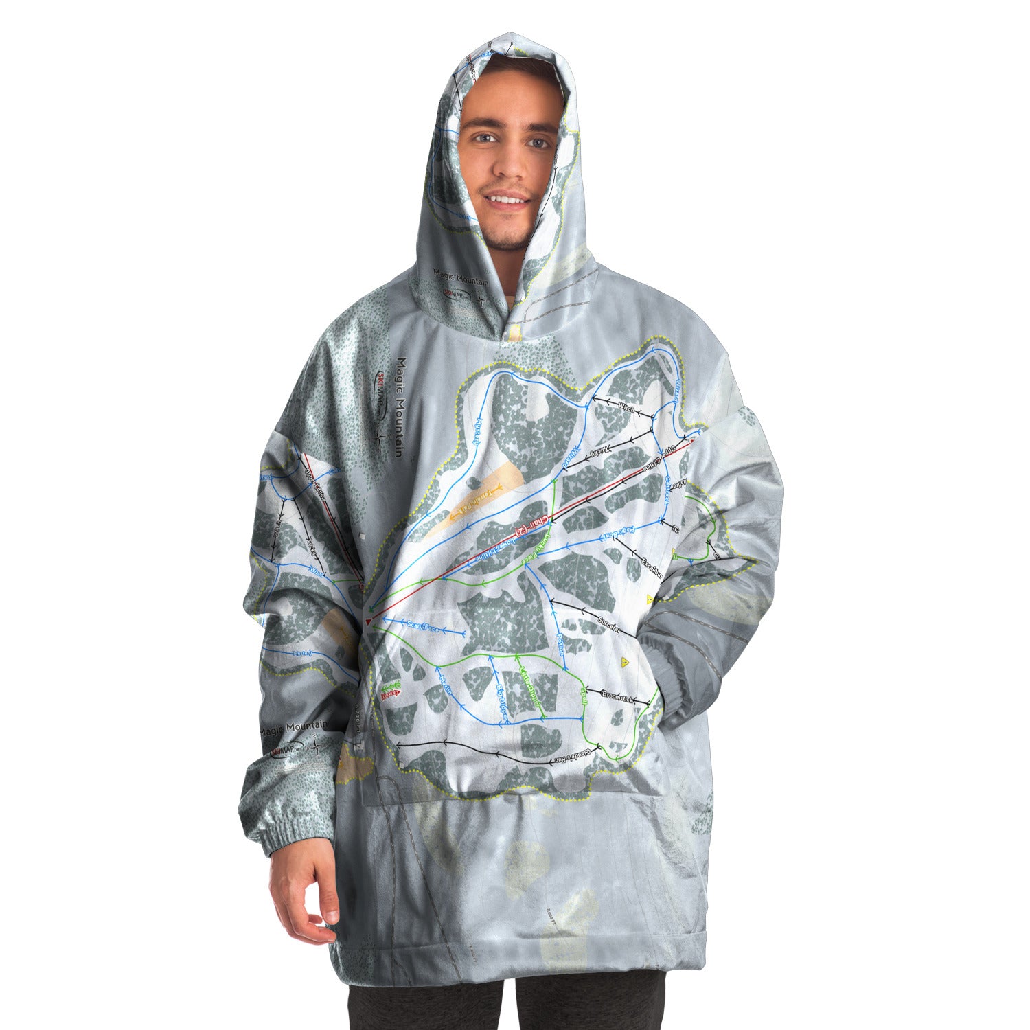 Magic Mountain, Idaho Ski Trail Map Snug Hoodie