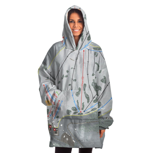 Echo Valley, Washington Ski Trail Map Snug Hoodie - Powderaddicts