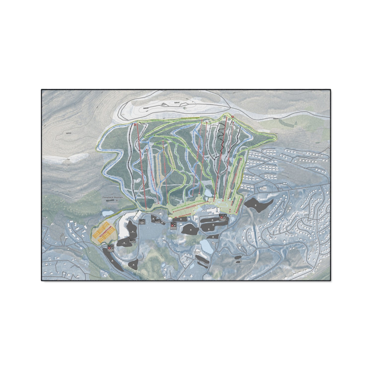 Camelback Mountain, Pennsylvania Ski Resort Map Heavy Duty Floor Mat