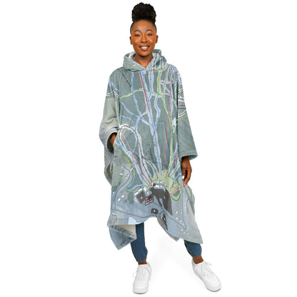 Pico Mountain, Vermont Ski Resort Map Flannel Blanket Poncho