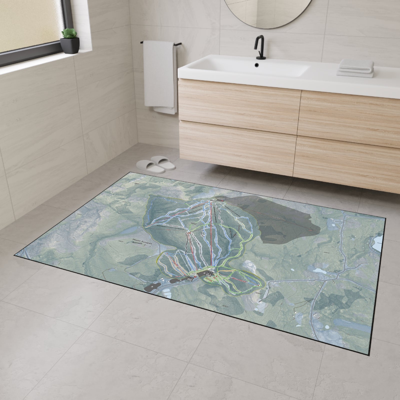 Mount Sunapee, New Hampshire Ski Resort Map Heavy Duty Floor Mat
